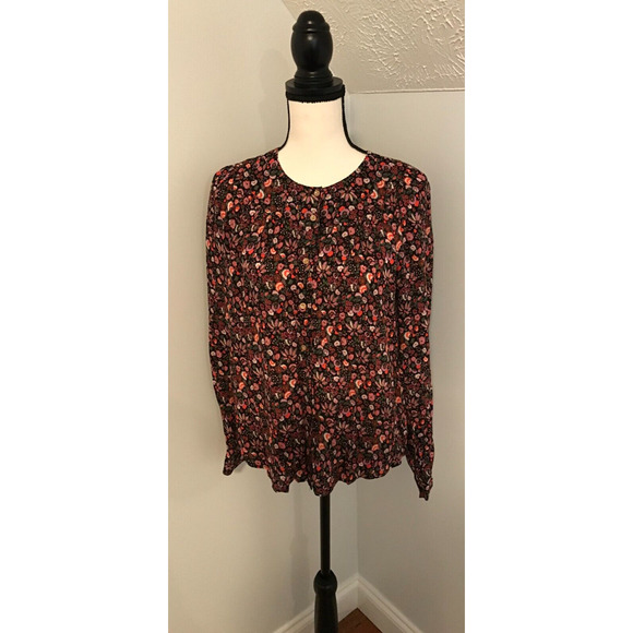 Anthropologie Maeve Orli Bibbed Floral Ditsy L/S Button Blouse - Size Small - Picture 1 of 9